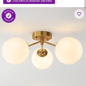 17"-3 Lights Modern Iron Glass Cover Globe Semi Flush Mount Lighting